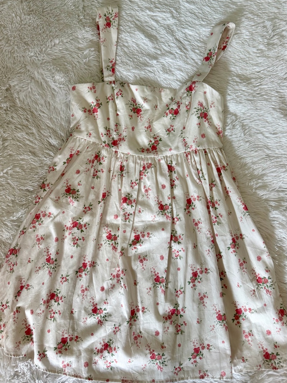 Altar'd State Cream Floral Sundress with Pink Roses
